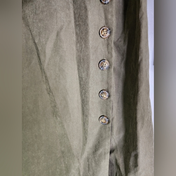 Lulu's Pull Me Close Olive Green Suede Button Up Midi Dress Size Small - Picture 9 of 13